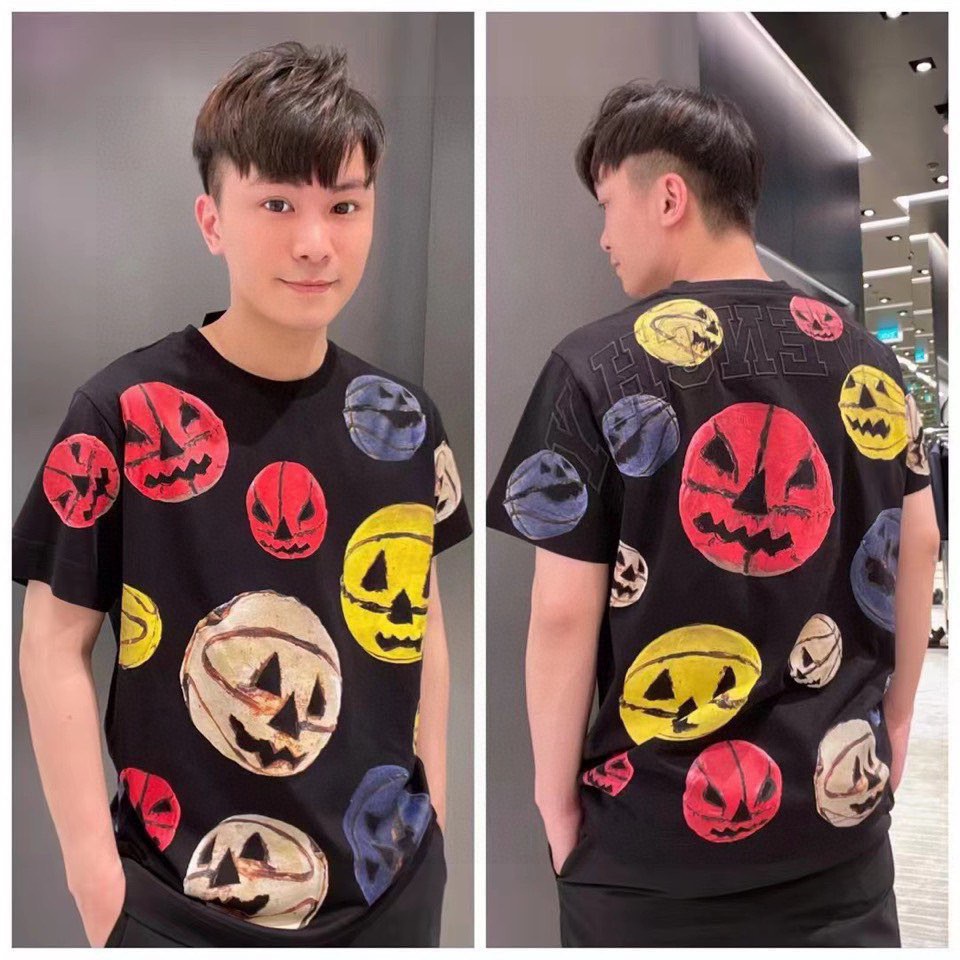 ジバンシー メンズtシャツ激安通販 Tシャツ トップス 純綿 半袖  カボチャプリント 柔らかい ファッション ブラック_3