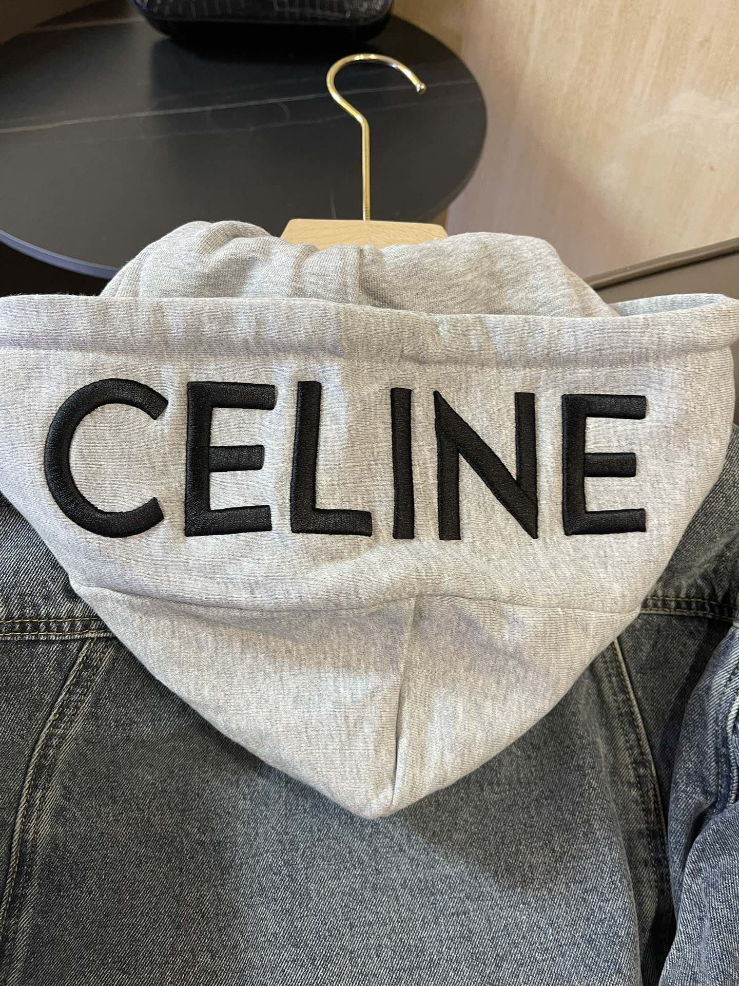 存在感のある celine トレンチ コート メンズ偽物 トップス デニムアウター レディース ジャケット フード付き ブルー_9