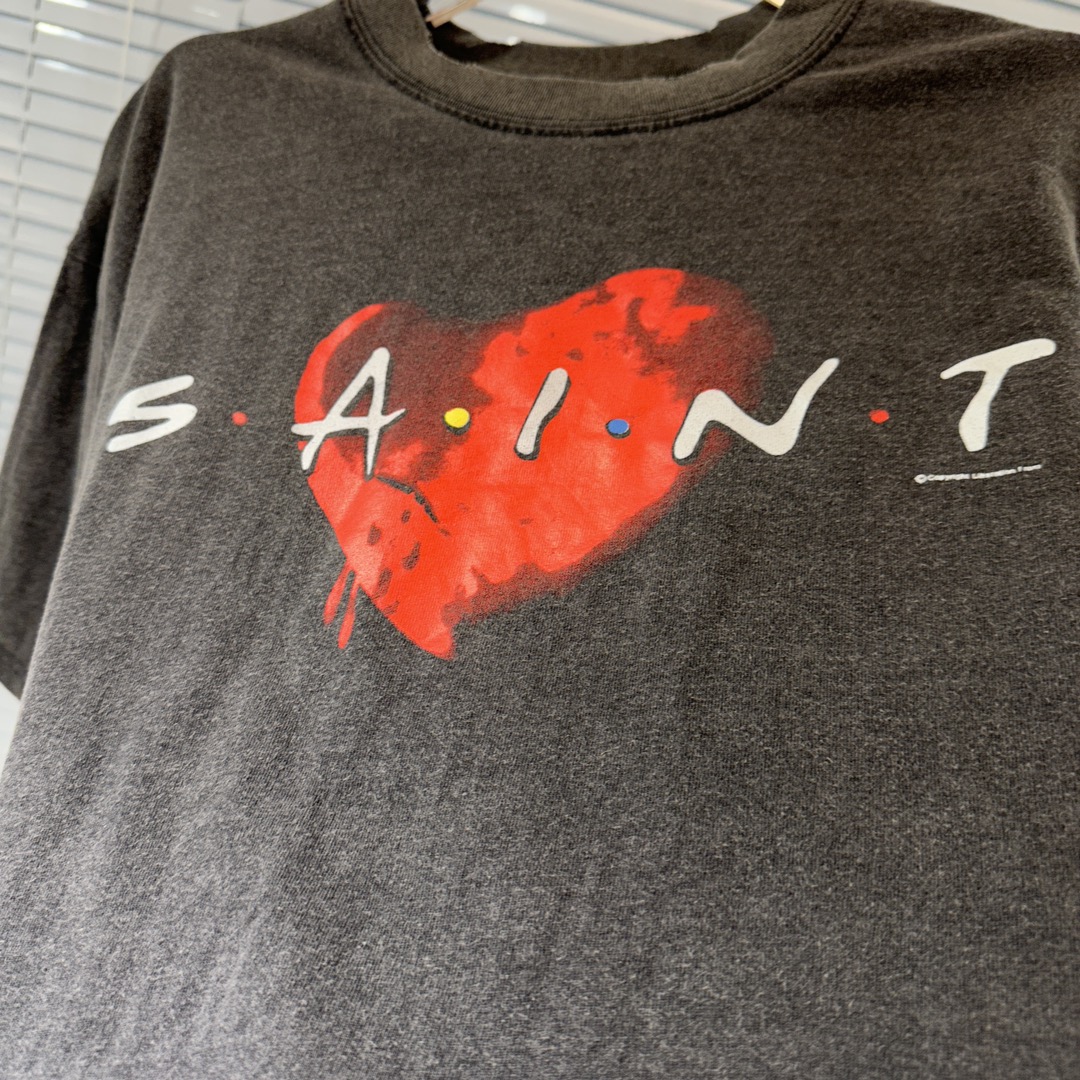 SAINTMICHAEL セントマイケル コラボ偽物 純綿 短袖tシャツ ハットプリント トップス  シンプル 人気品 カップル ブラック_3