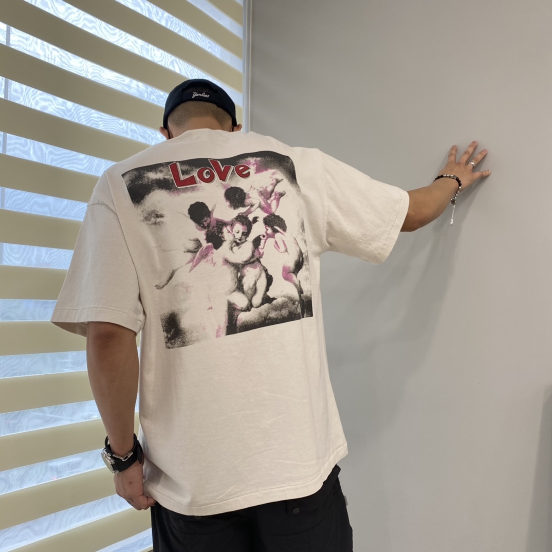 セントマイケル tシャツ サイズ感ｎ級品 天使プリント 純綿 トップス 半袖 シンプル 人気品 ファッション ホワイト_9