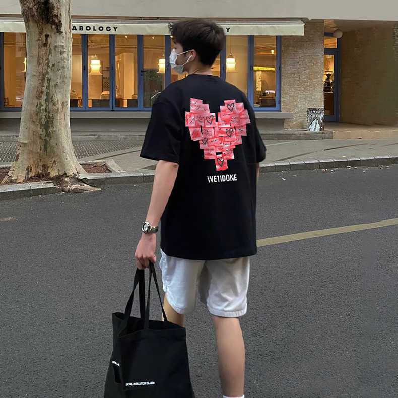 ウェルダン アパレル激安通販トップス Tシャツ ゆったり 大きおハットプリント 男女兼用 純綿 2色可選_2