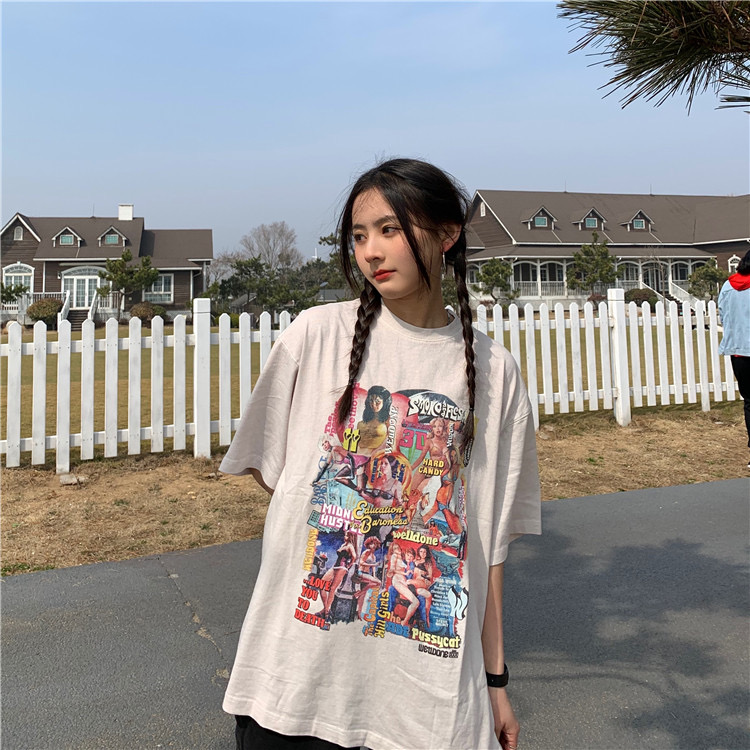 24年夏新款 ウェルダン 韓国ｎ級品 トップス 純綿Tシャツ ゆったり プリント ファッション 人気 ホワイト_9