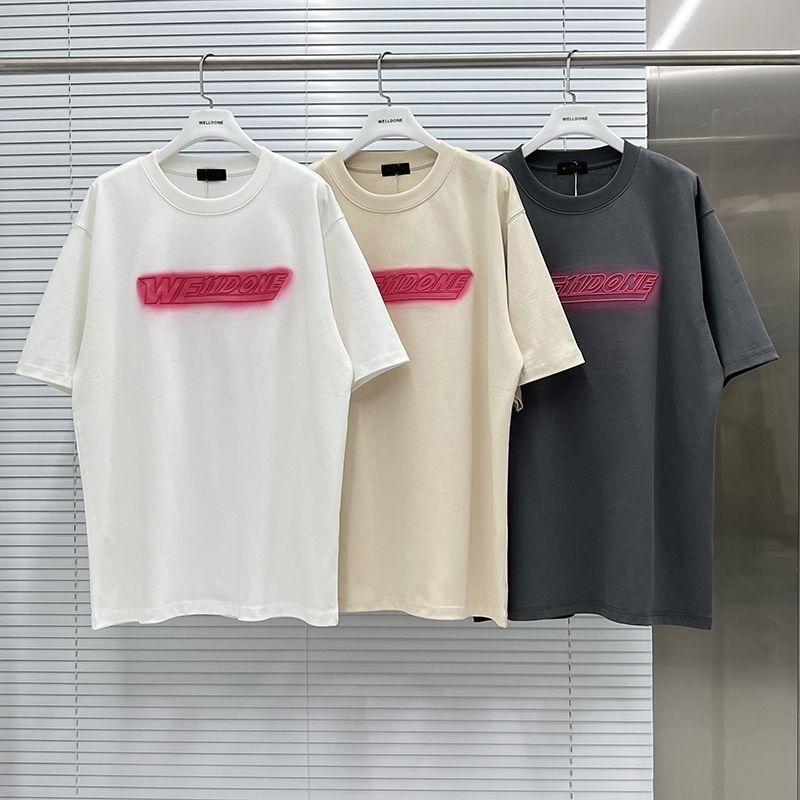 WE11DONE 個性的 24年夏新款 ウェルダン tシャツコピー プリント 純綿Tシャツ トップス 男女兼用 3色可選_1