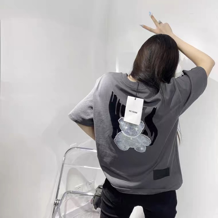 WE11DONE ウェルダン tシャツスーパーコピー トップス tシャツ 100%綿 半袖 蛍光熊プリント 通学 フワフワ 人気商品 グレイ_8