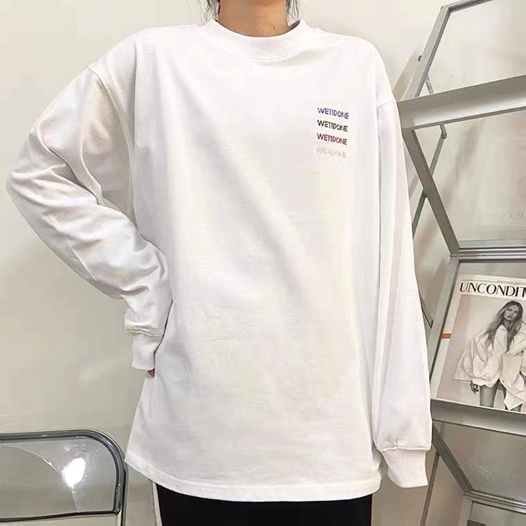 WE11DONE お買い得豊富な ウェルダンシャツスーパーコピー 長袖 tシャツ 純綿トップス ダイヤモンド飾り ホワイト_1