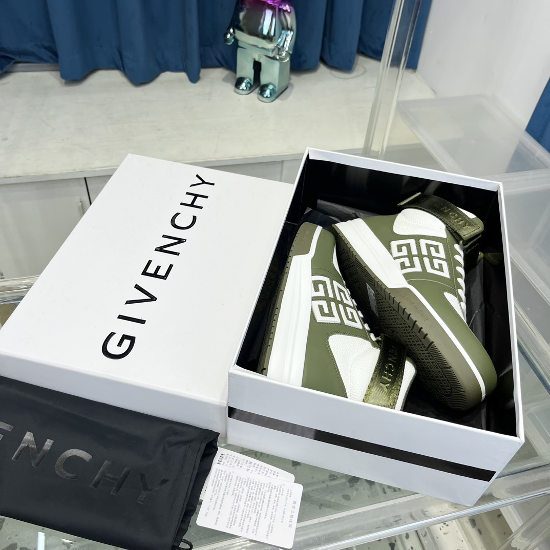 givenchy 靴コピー スポーツシューズ ハイカット スニーカー 厚底 運動靴 レザー ランニング メンズ グリーン_3