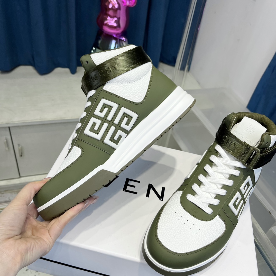 givenchy 靴コピー スポーツシューズ ハイカット スニーカー 厚底 運動靴 レザー ランニング メンズ グリーン_5