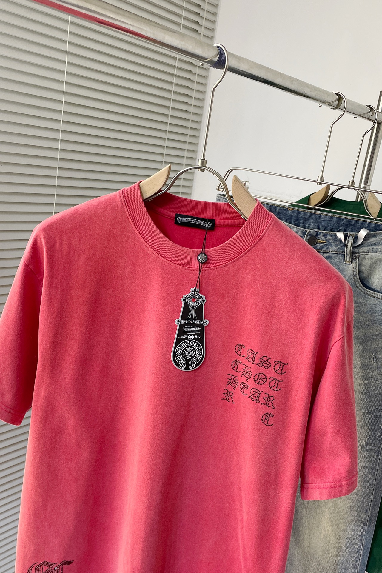 限定セール低価 クロムハーツ 衣類激安通販 Tシャツ トップス 純綿 ゆったり 十字架プリント ファクトリー 2色可選 レッド_4