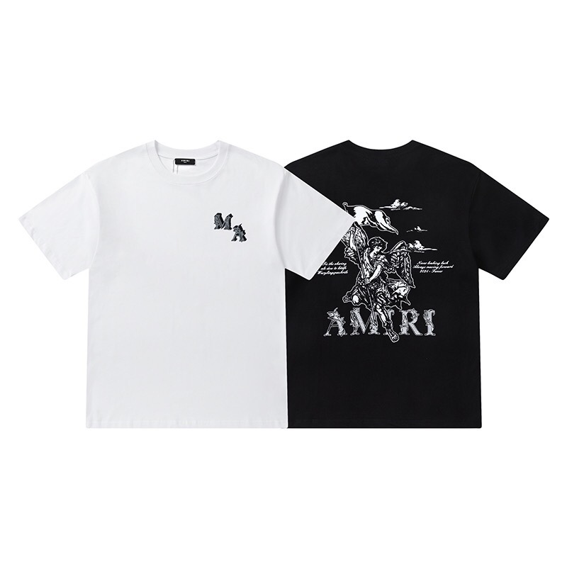 AMIRI 低価直輸入専門店 tシャツ アミ偽物 半袖 ロゴプリント 夏 シンプル 純綿 トップス 2色可選_1