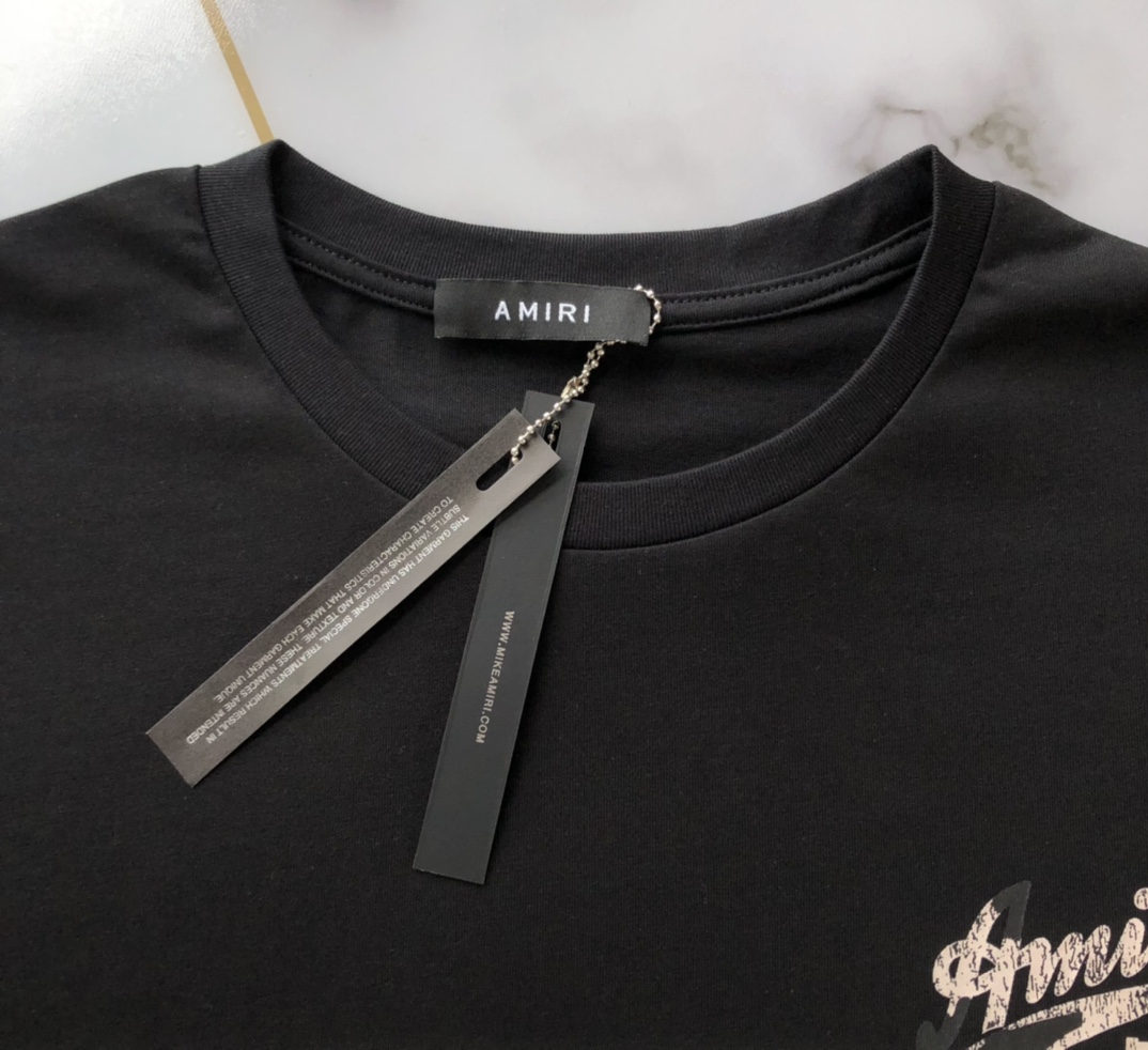 AMIRI 魅せる tシャツたたみ激安通販 半袖 柔らかい プリント 純綿 品質保証 トップス 男女兼用 ブラック_4