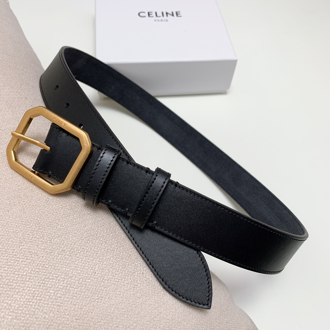 celine ベルトＮ級品 ビジネス 通勤 牛革 シンプル 幅3.5㎝ 人気品 ファッション 長さ調整可能 ブラック_1