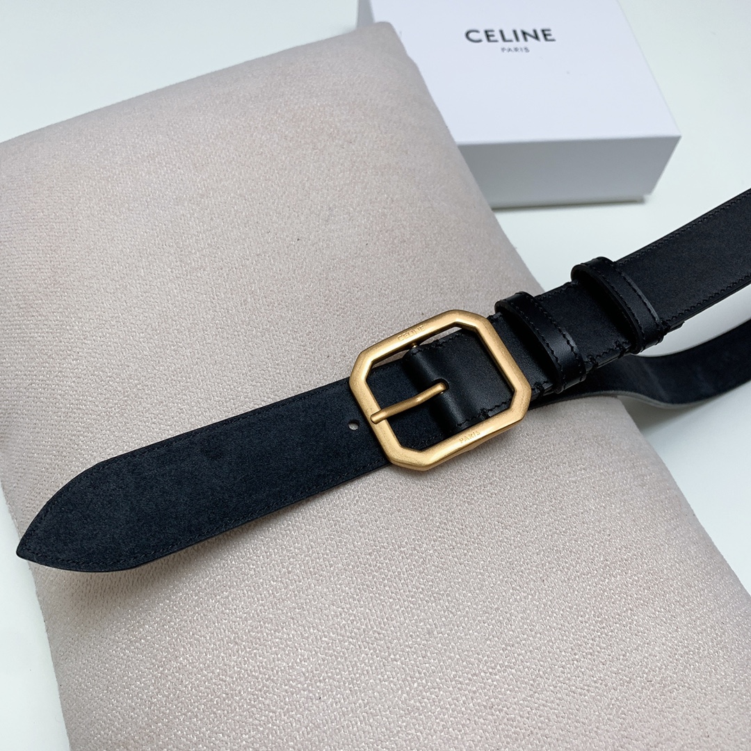 celine ベルトＮ級品 ビジネス 通勤 牛革 シンプル 幅3.5㎝ 人気品 ファッション 長さ調整可能 ブラック_3