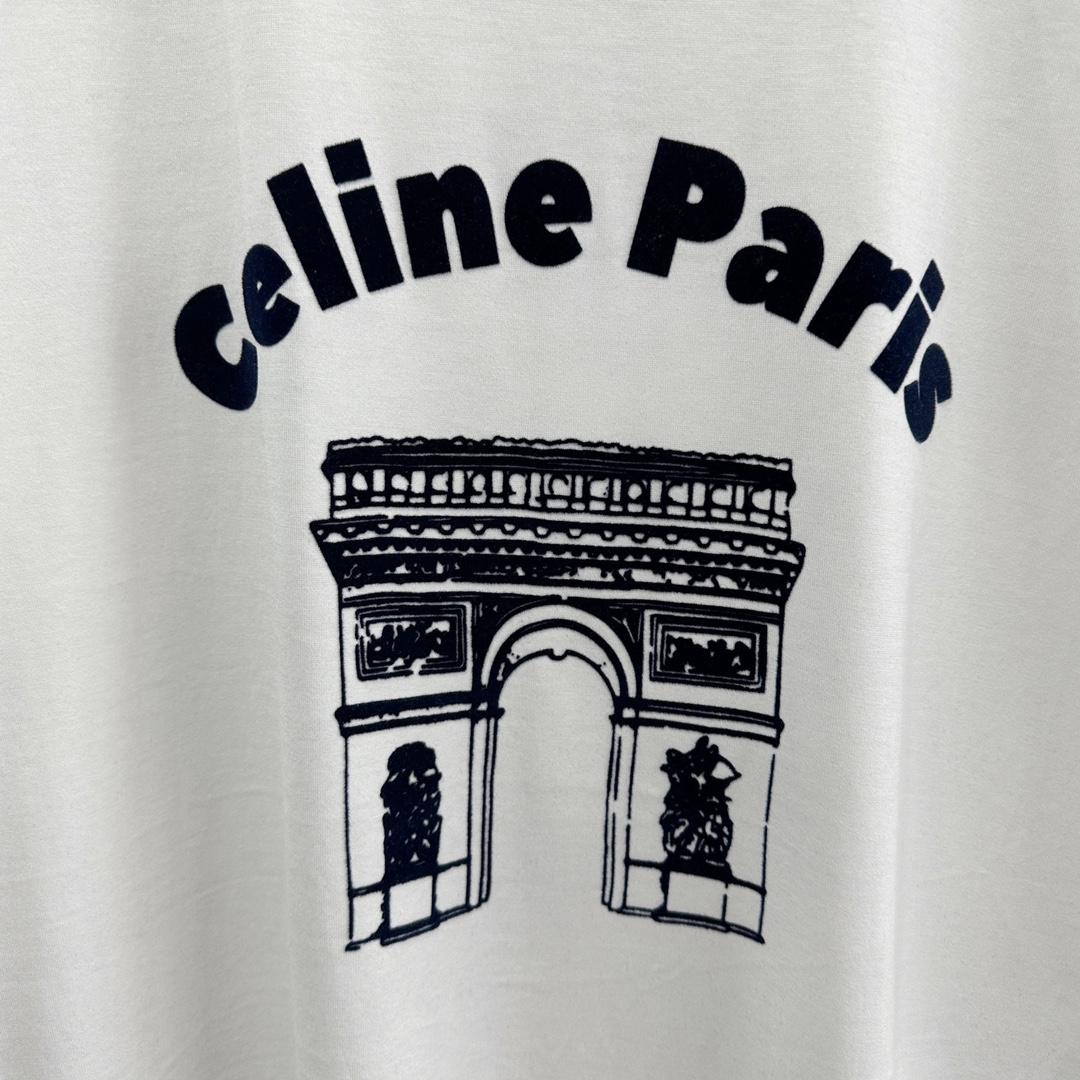 celineセリーヌ アロハ シャツコピー トップス tシャツ 半袖 純綿 プリント 人気定番 柔らかい ホワイト_4