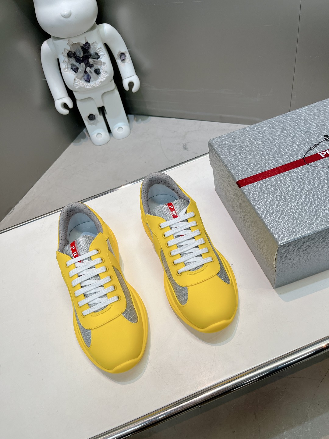 prada 厚底Ｎ級品 スポーツシューズ 運動 ランニング カジュアル 通気性いい 通学 ファッション イエロー_1