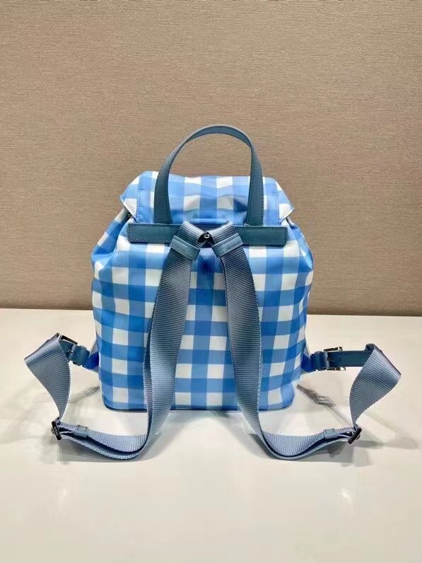 prada 素材スーパーコピー バックバッグ 肩掛けバッグ 格子模様 牛革 レザー 軽量 ファッション 人気 ブルー_3