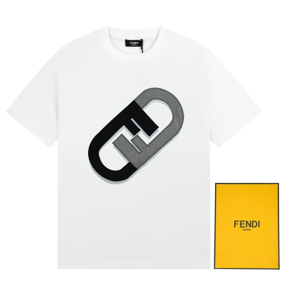 低価直輸入専門店 fendi t シャツ メンズコピー プリント純綿 トップス Tシャツ  男女兼用 短袖 シンプル 柔らかい ホワイト_2