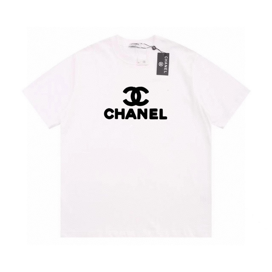 お得100%新品 chanel t シャツコピー 純綿 トップス 半袖 ロゴプリント 柔らかい シンプル 人気定番 ホワイト_1