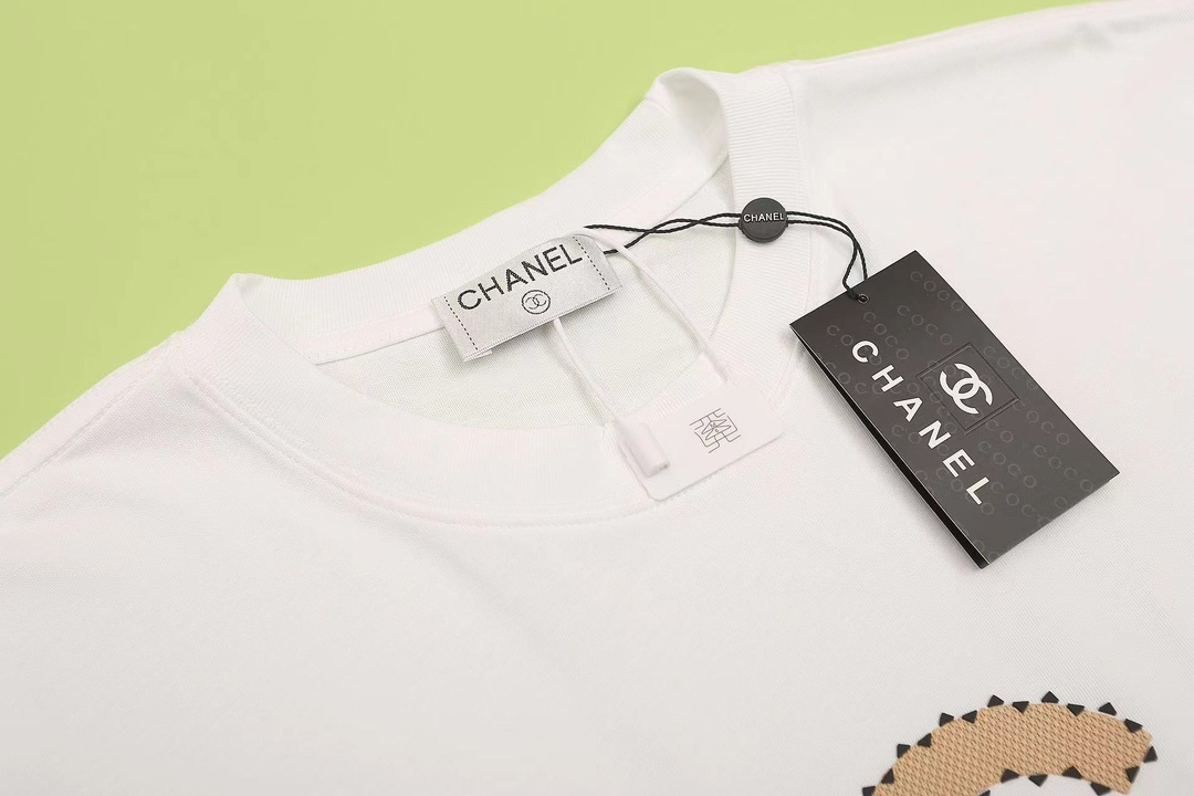 chanel t シャツ ピンク激安通販 純綿 トップス 男女兼用 短袖 プリント 個性的 柔らかい 快適 ホワイト_3