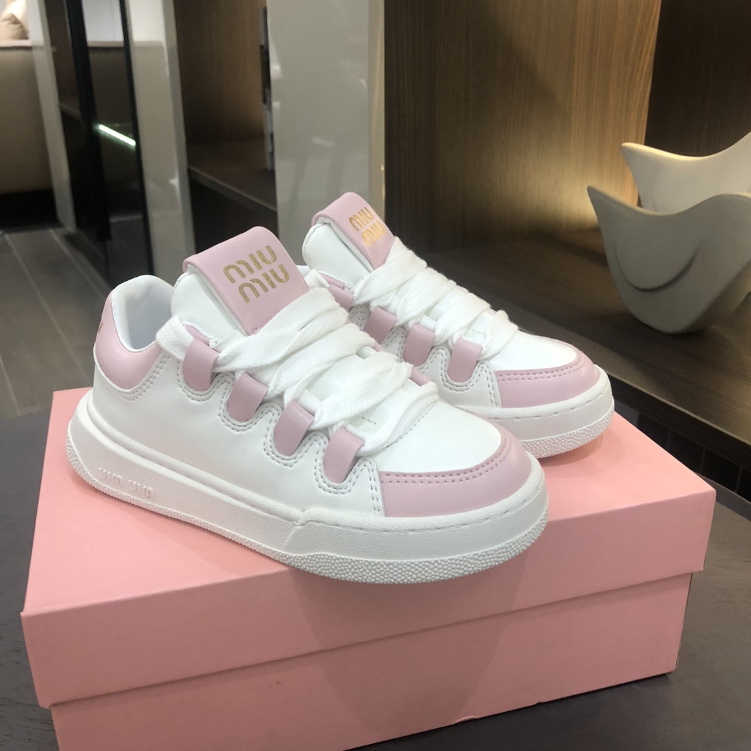 miumiu スニーカー 厚底スーパーコピー 運動 ランニング 通気性いい 子供用 シンプル 秋冬新作 人気販売 スニーカー ピンク_2