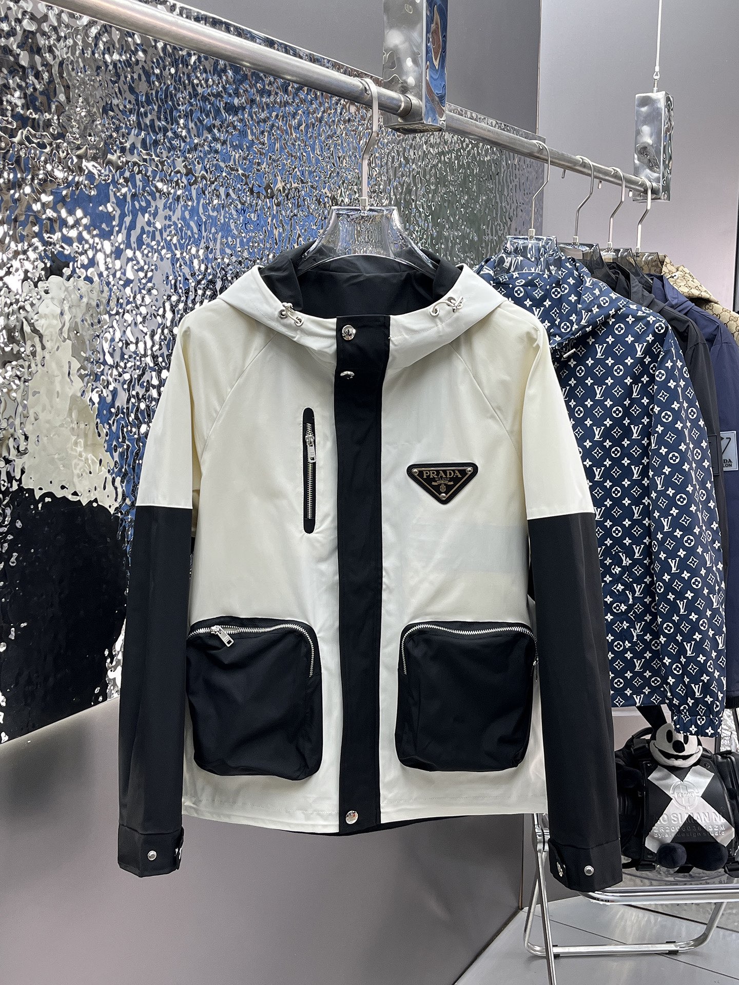 prada デニム ジャケットＮ級品 アウター 柔らかい トップス 防水 登山 旅行 シンプル メンズ ブラック_1