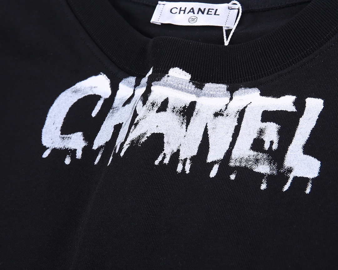 HOT品質保証 chanel t シャツ ピンクコピー 短袖 純綿 トップス ロゴプリント 柔らかい 男女兼用 ブラック_4