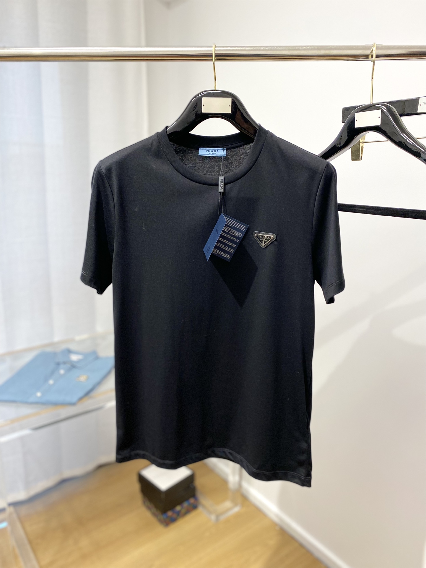 prada t シャツ激安通販 純綿 半袖 トップス 夏新品 シンプル ファッション 柔らかい 人気販売 ブラック_1