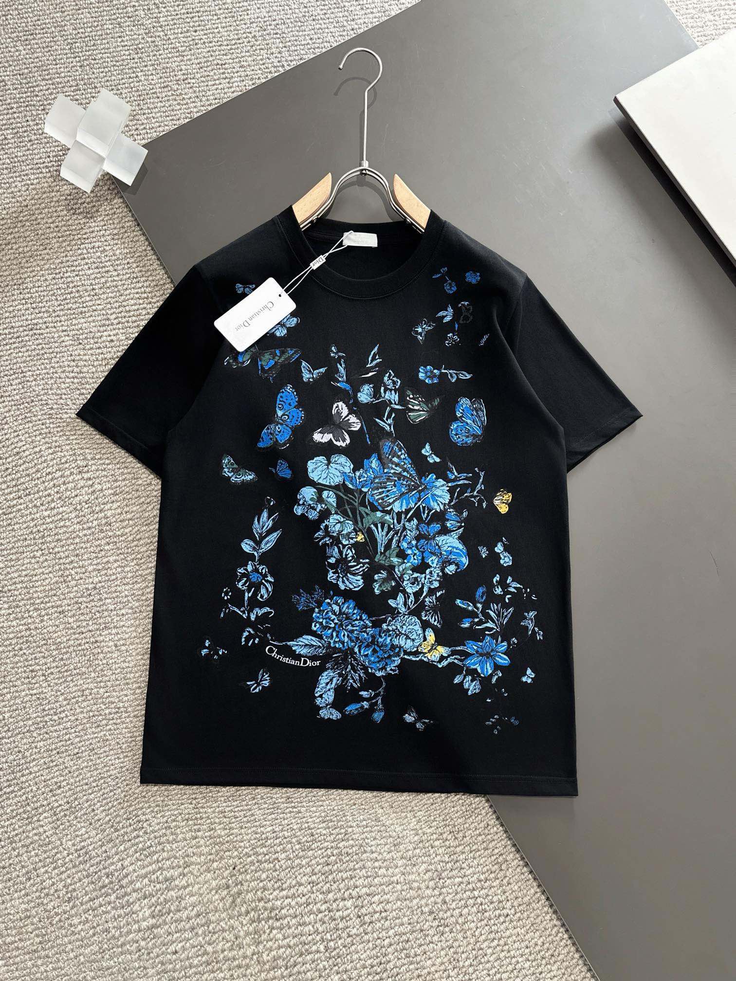 dior レディース tシャツスーパーコピー トップス 柔らかい 半袖 ランニング 純綿 プリント ファッション ブラック_1