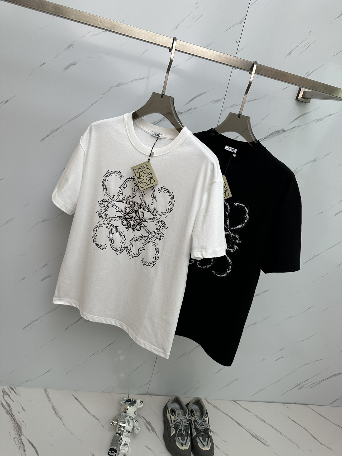 爽やかな ロエベ スウェット 白偽物 純綿 トップス ロゴプリント 半袖 柔らかい シンプル Tシャツ ホワイト_7