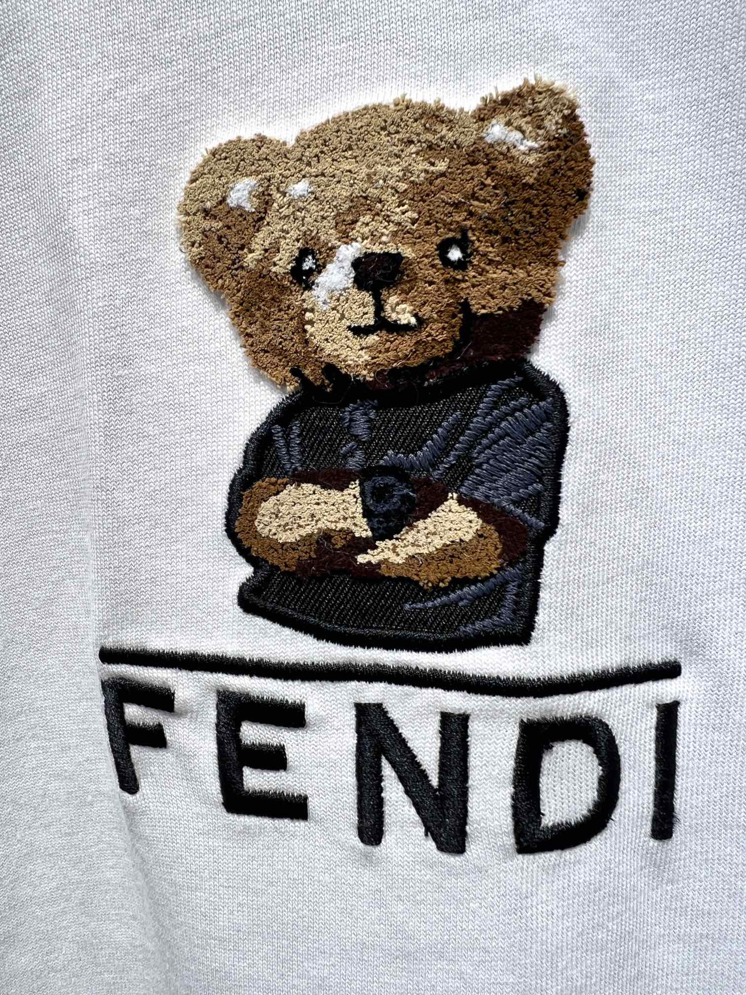 fendi t シャツ モンスターコピー トップス  純綿 熊プリント 柔らかい ゆったり 純綿 シンプル 男女兼用 ホワイト_4