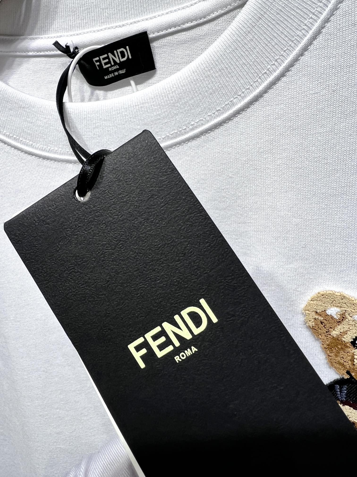 fendi t シャツ モンスターコピー トップス  純綿 熊プリント 柔らかい ゆったり 純綿 シンプル 男女兼用 ホワイト_6