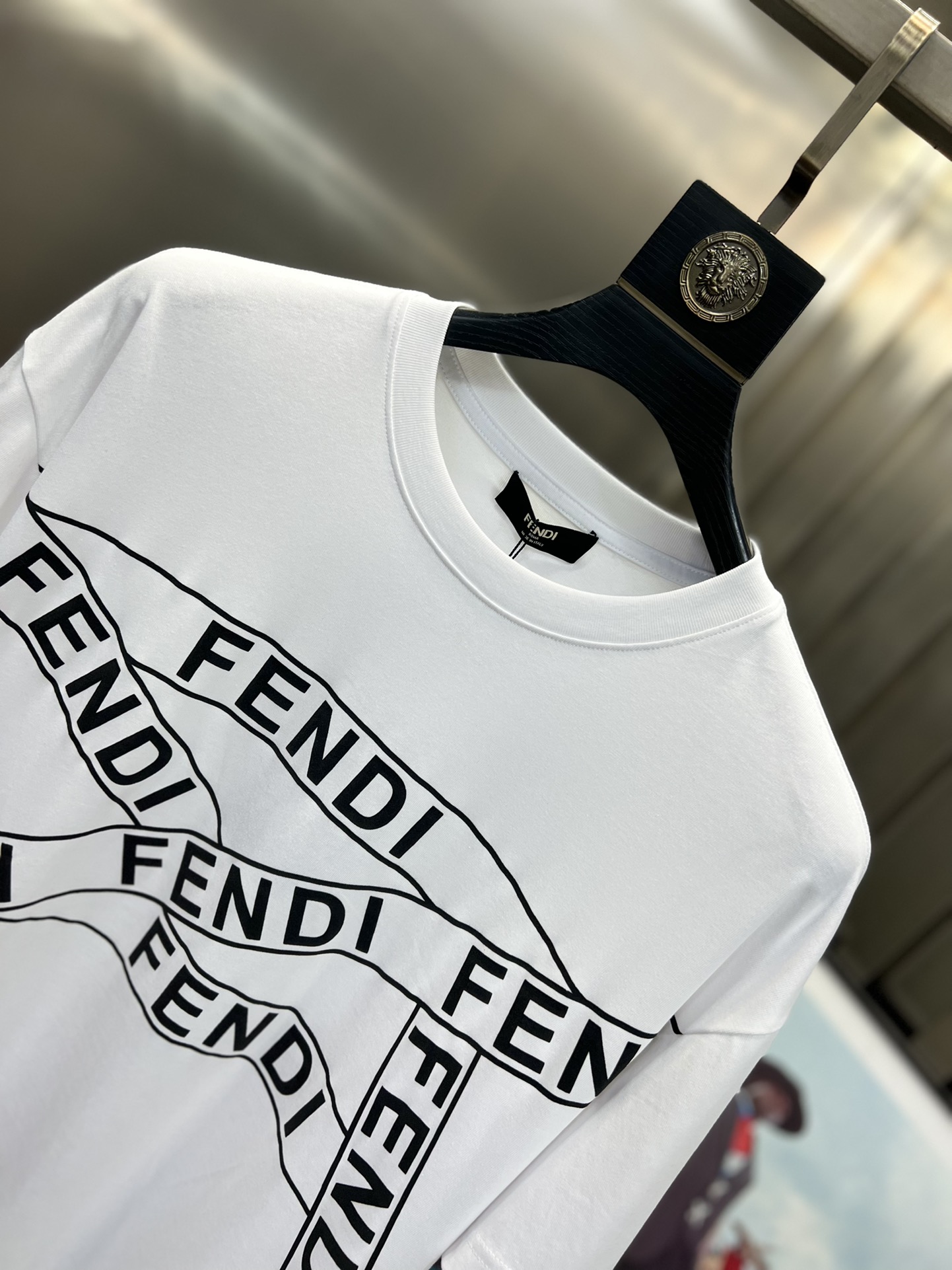 fendi ロング t シャツスーパーコピー 触り心地が良いトップス 純綿 柔らかい プリント 短袖 上着 ホワイト_2