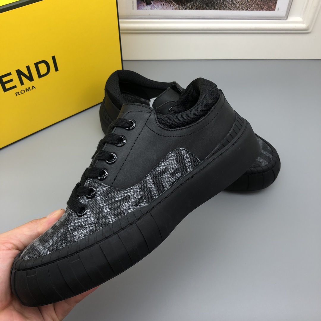 fendi スニーカー コーデ偽物 シンプル 運動 ランニング カジュアルシューズ 日常 ゴム底 男性 ブラック_7