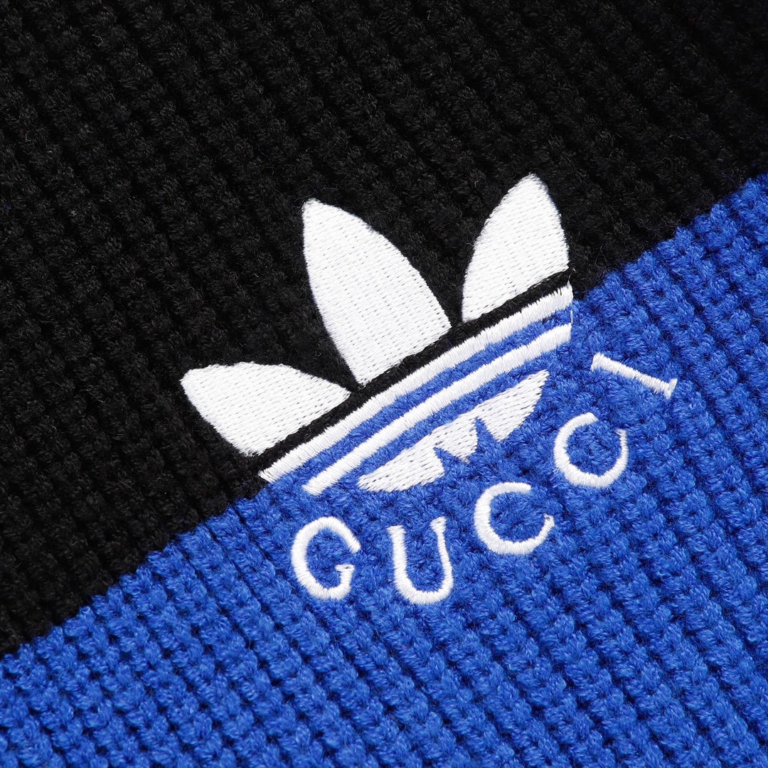 志尊淳 グッチセーター偽物 ニット トップス 暖かい adidas&Gucciコラボ アウター 運動風 ロゴ刺繍 ブラック_8