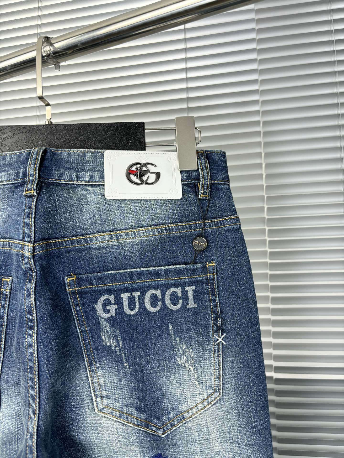 gucci ズボンスーパーコピー デニム素材 ジーンズ 通気性いい カジュアル パンツ 高品質 ブルー_12