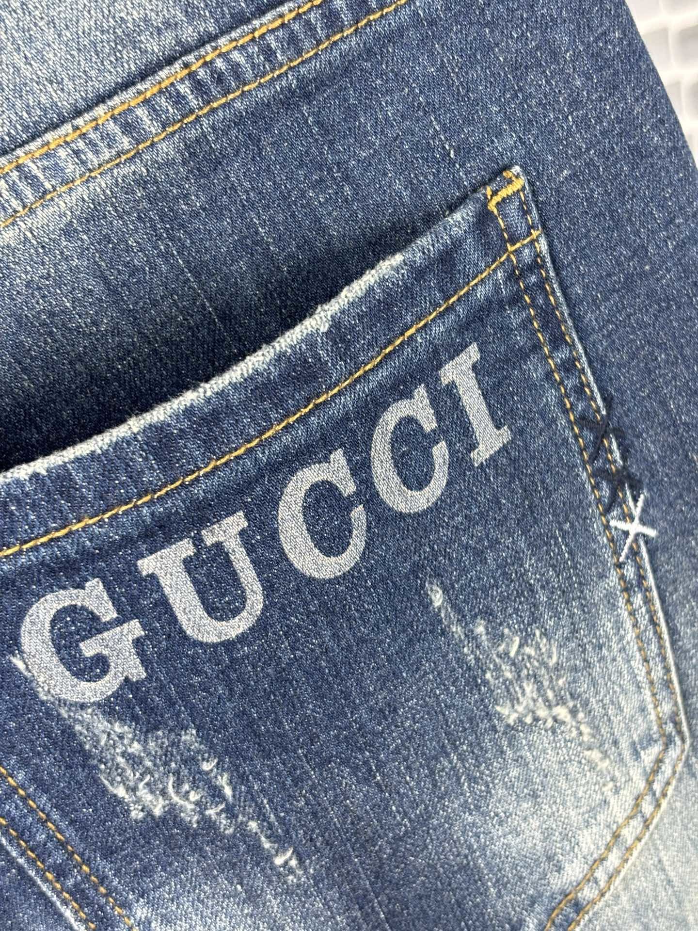 gucci ズボンスーパーコピー デニム素材 ジーンズ 通気性いい カジュアル パンツ 高品質 ブルー_13