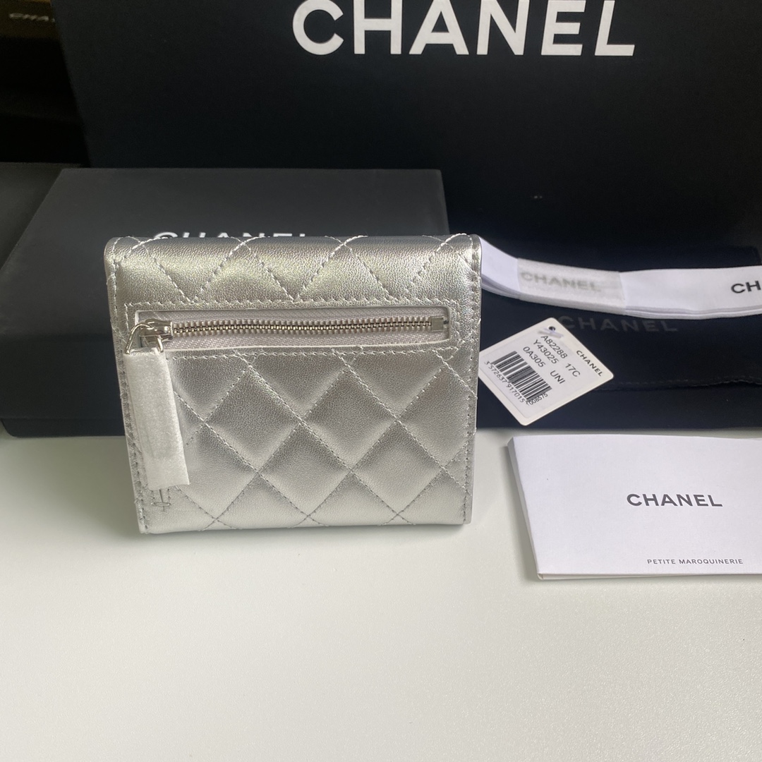 大得価のchanel 財布 ミニ激安通販ファッション 優雅 三つ折り 本革 レザー シンプル A82288 シルバー_4