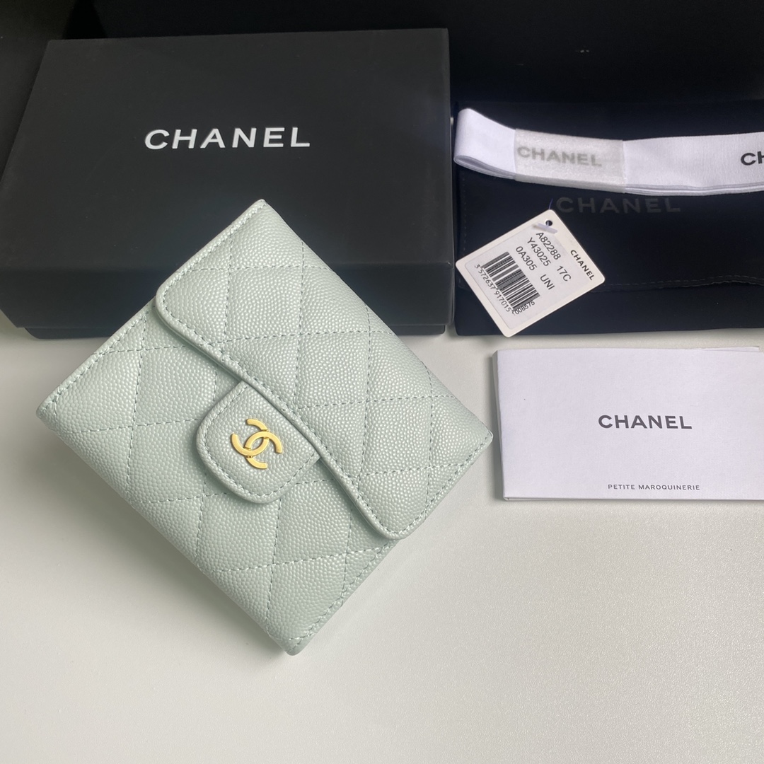 最新の2024年 chanel 財布 レディースコピー ファッション 優雅 三つ折り 本革 レザー A82288 グリーン_2