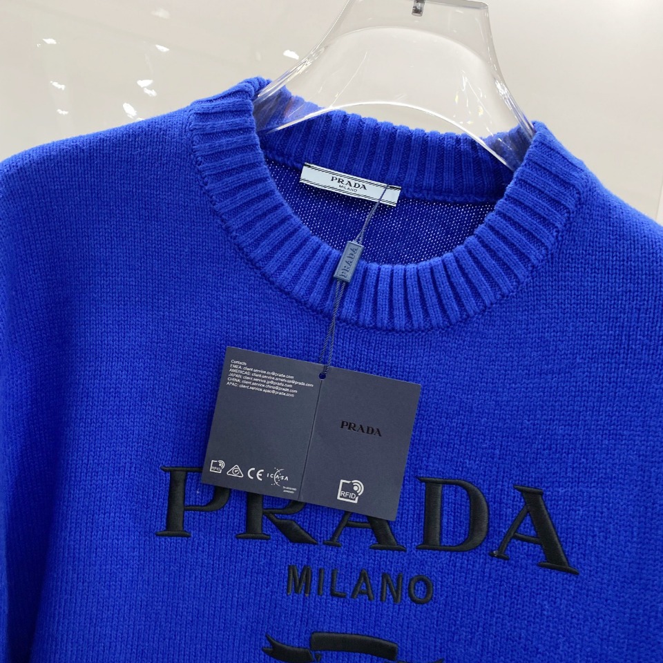 数量限定の爆買 prada セーター偽物 暖かい 弾性がいい 柔らかい トップス ニット ブルー_10