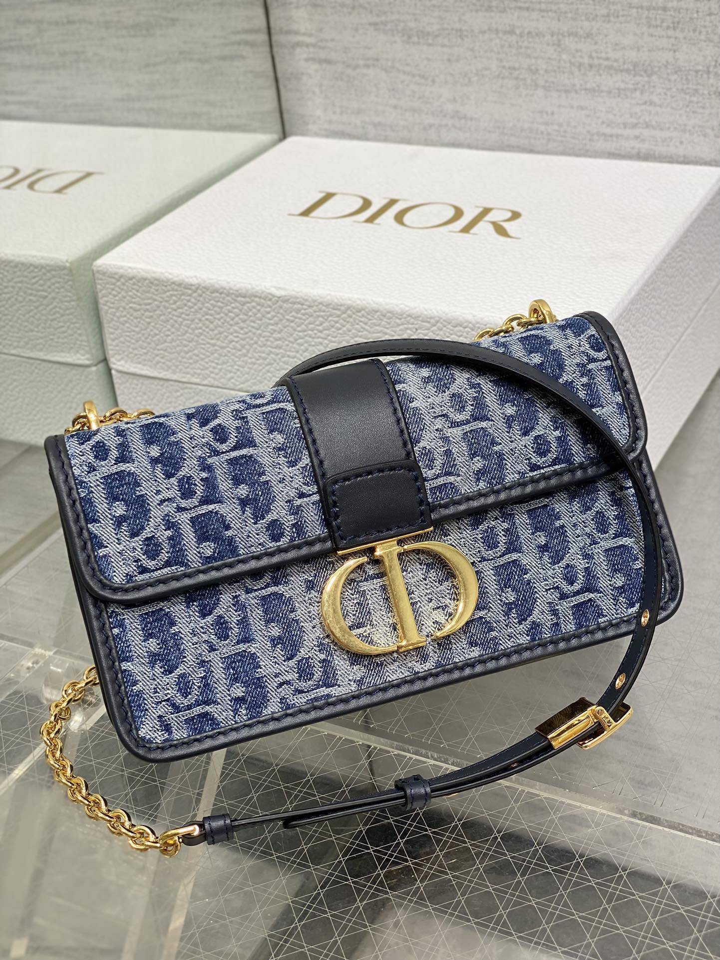 日常 実用 dior バニティ バッグコピー デニム素材  斜め掛けバッグ カジュアル 肩掛けバッグ ブルー_2