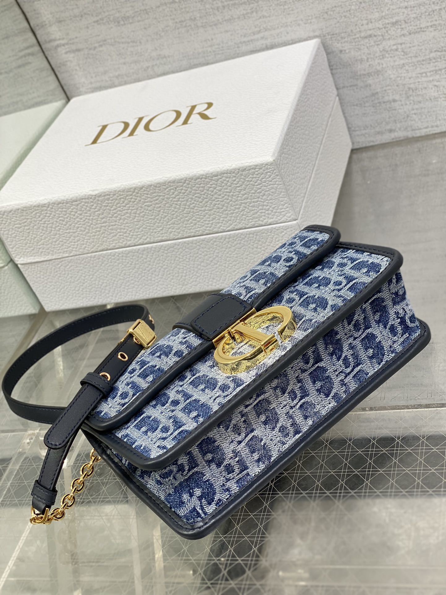 日常 実用 dior バニティ バッグコピー デニム素材  斜め掛けバッグ カジュアル 肩掛けバッグ ブルー_7