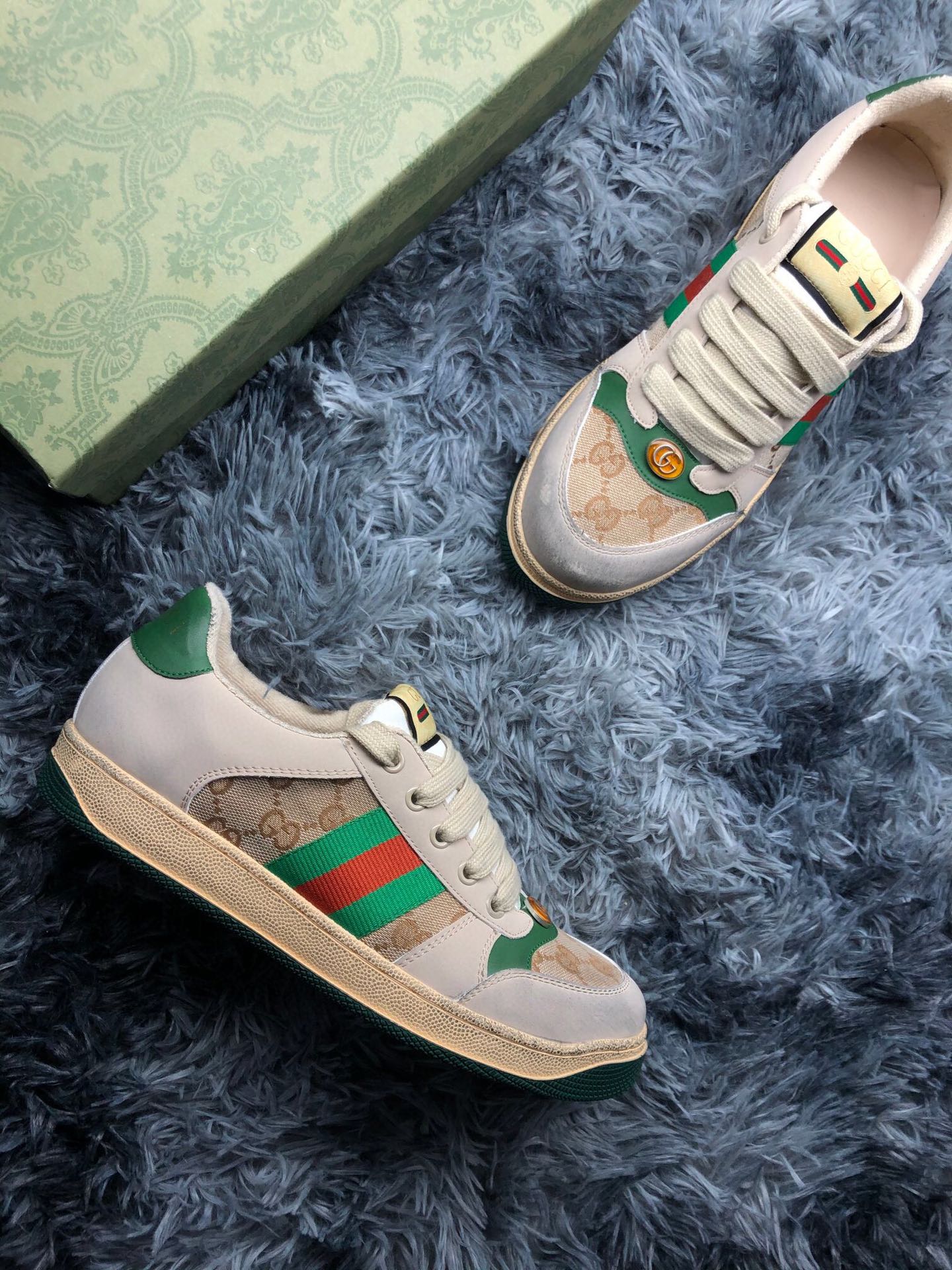 超激得の新品 gucci スニーカーコピー 柔軟 運動シューズ あるきやすい 本革 グリーン_5