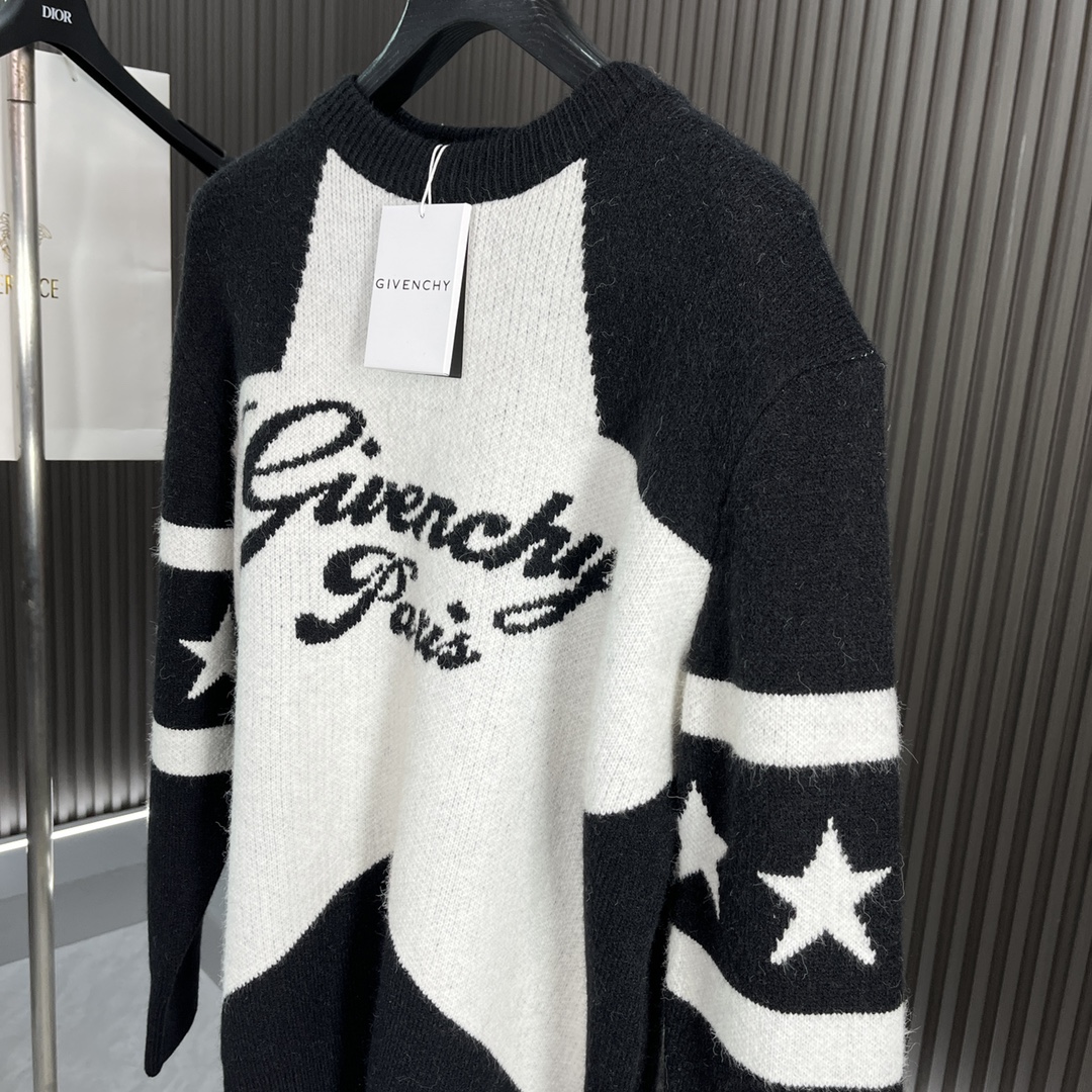 高級感たっぷり givenchy ニットコピー トップス セーター 暖かい 上質 ロゴあみ シンプル L04 ブラック_5