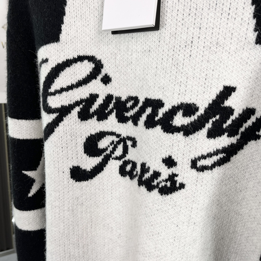 高級感たっぷり givenchy ニットコピー トップス セーター 暖かい 上質 ロゴあみ シンプル L04 ブラック_7