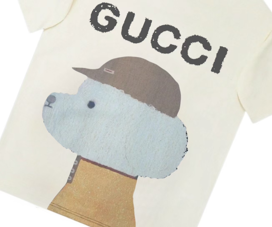 2025年のお買い得品 gucci の t シャツコピー 通気性いい  純綿 トップス 半袖 プリント 可愛い 杏色_5