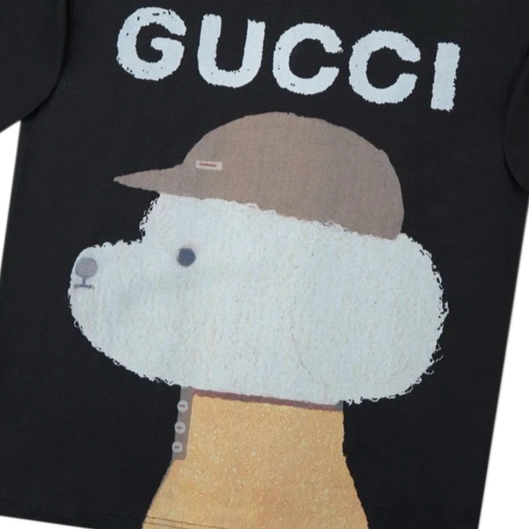 2025年のお買い得品 gucci クマ t シャツスーパーコピー 通気性いい  純綿 トップス 半袖 プリント 可愛い ブラック_5