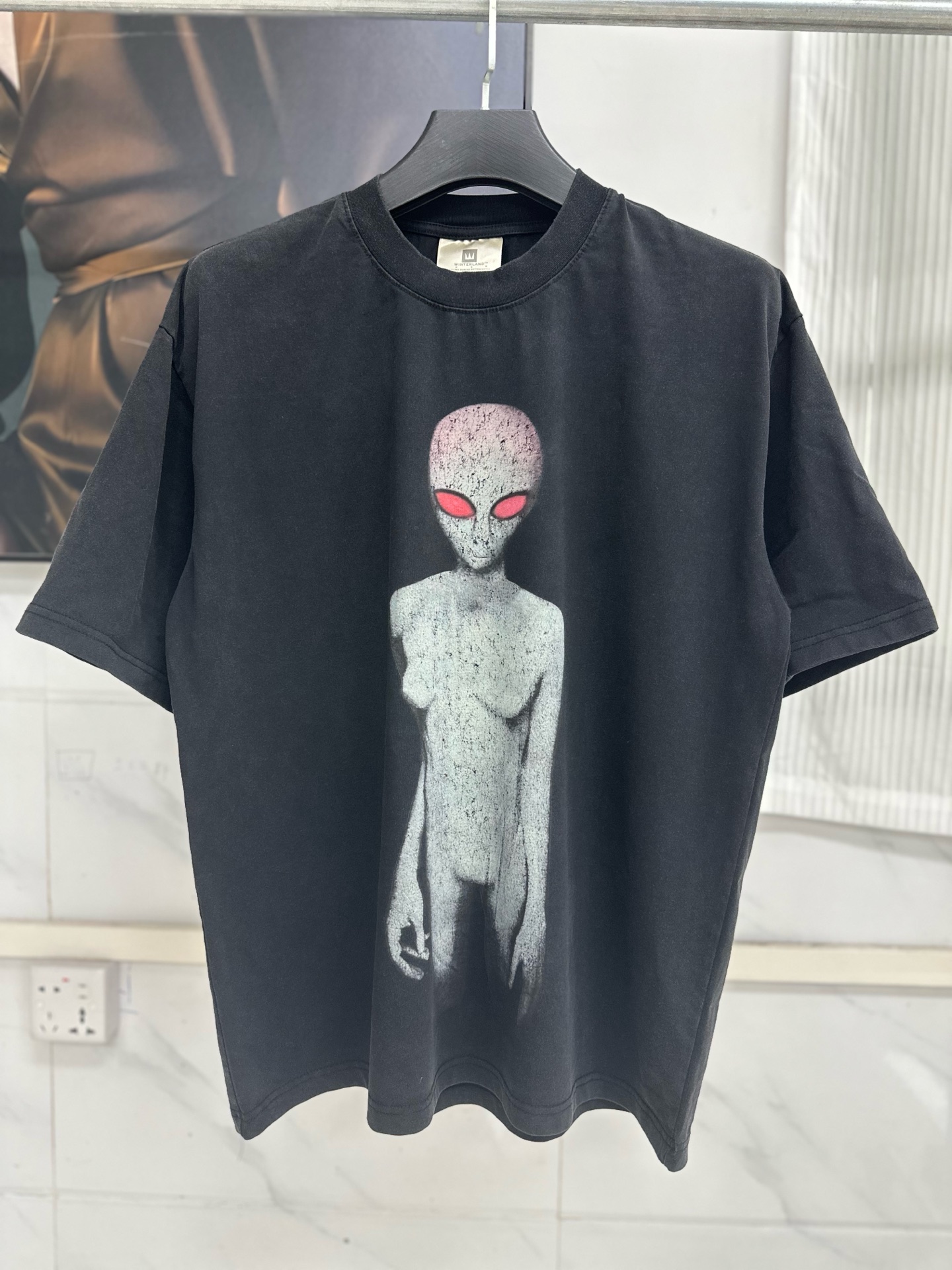 セントマイケル tシャツ コーデ偽物 トップス 純綿 宇宙人プリント 夏 短袖 シンプル VT9155  ブラック_14