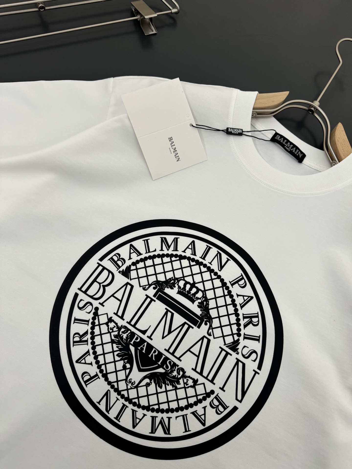 バルマンtシャツメンズ激安通販 純綿ティシャツ 柔軟 プリント トップス 半袖  カジュアル ホワイト_4